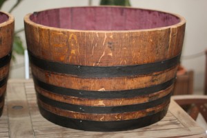 Oak barrel planters