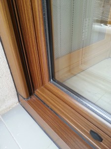 Aluminium window lacquered walnut wood b-7