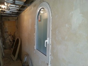 Aluminium window newly installed round spot