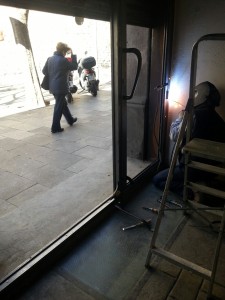 Welded iron gate in Barcelona