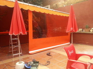 Transparent plastic canvas awnings