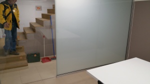 Office division with safety glass